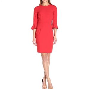 Donna Morgan 3/4 Elbow Flutter Sleeve Sheath Dress